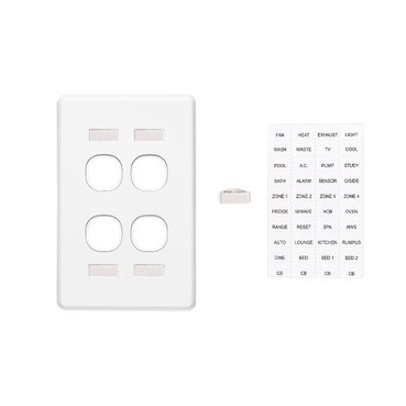 Classic C2000 Series, Switch Grid Plate And Cover 4 Gang, Vertical Mount