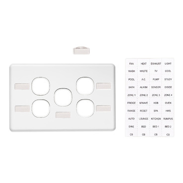 Clipsal C2000 Series Switch Grid Plate And Cover 5 Gang, Horizontal Mount