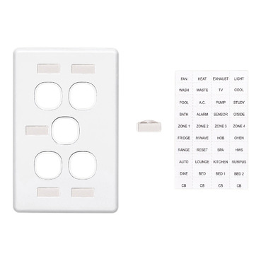 Classic C2000 Series, Switch Grid Plate And Cover 5 Gang, Vertical Mount