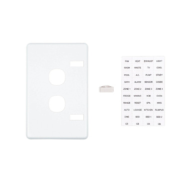 Clipsal C2000 Series Switch Plate Cover 2 Gang, For C2032V66 Flush Switch, With ID Labels And Window
