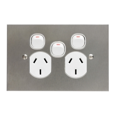 Double Switched Sockets, 250V 10A - With Extra Removable Switch