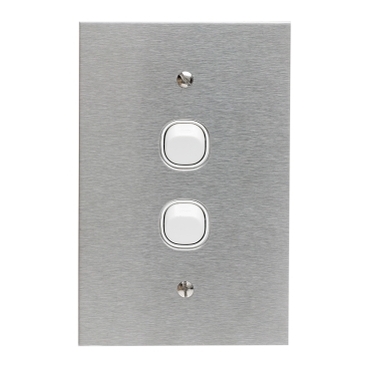 Switches - Metal Plate Range, Standard Size, 2 Gang 250V 10A