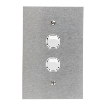 Metal Plate, Flush Switch, 2 Gang, 250VAC, 10A, Range, BSL Style, Standard, Vert
