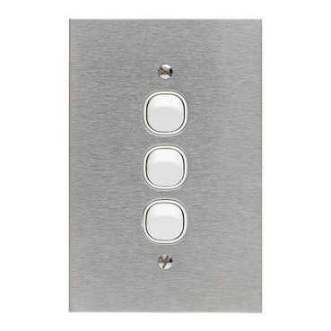 Switches - Metal Plate Range, Standard Size, 3 Gang 250V 10A