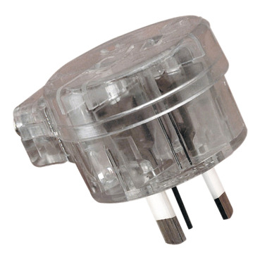 Dual Adaptor Plug, Insulated PIN, 10A, 250V, Transparent