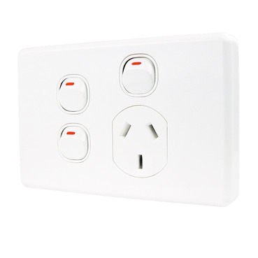 C2000 Series, Single Switch Socket Outlet, Classic, 250V, 10A, 2 Removable Extra Switch