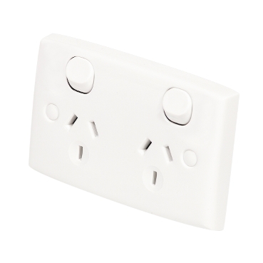 Standard Series, Twin Switch Socket Outlet, 250V, 10A, Standard Size