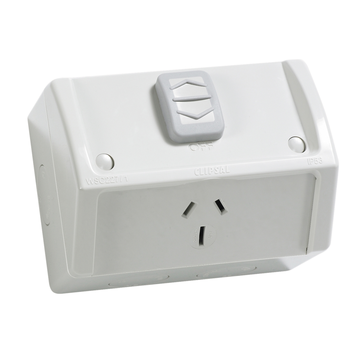 Socket Outlets Surface Mount Weather Protect, Single, 250V, 15A