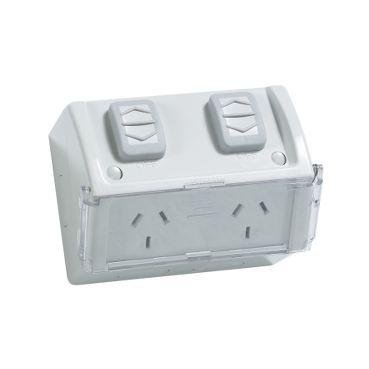 Socket Outlets Surface Mount Weather Protect, Double, 250V, 10A