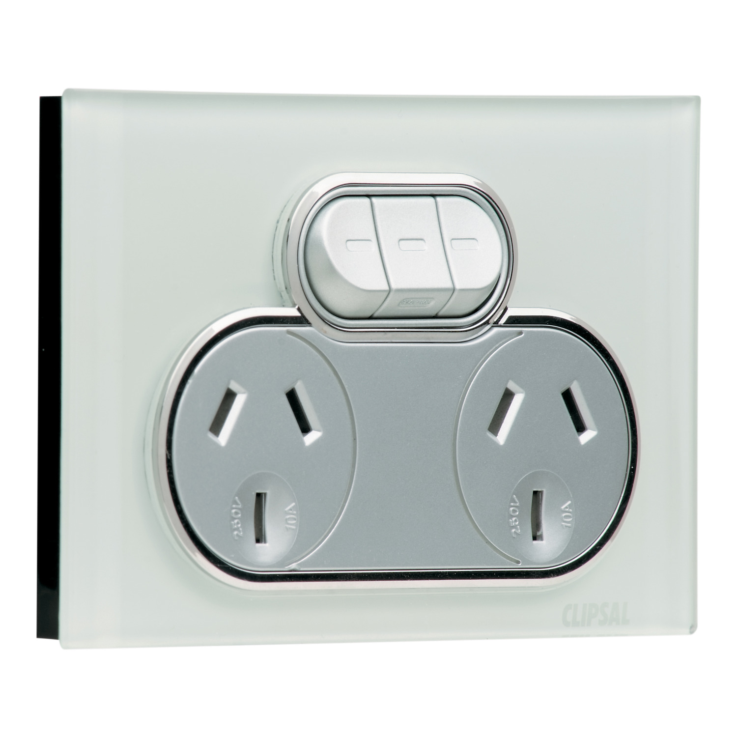 Socket Outlets Double, 250V, 10A, with 10A Extra Switch