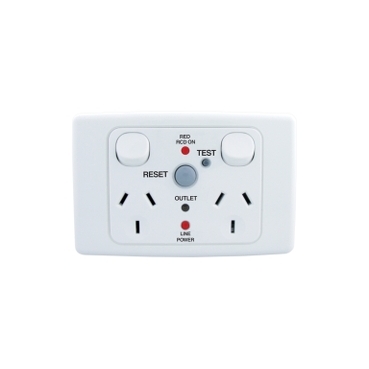 2000 Series, RCD Protected Twin Switch Socket Outlet, 250V, 10A, 2 Pole, 10mA RCD