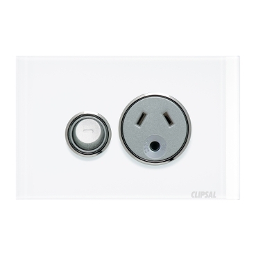 Clipsal Saturn 4000 Single Switch Power Point With Round Earth, 250V, 10A