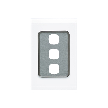 Clipsal Saturn 4000, Switch Grid Plate And Cover, 3 Gang, Vertical/Horizontal Mount