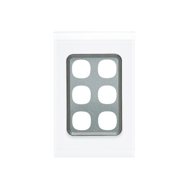 Clipsal Saturn 4000 Switch Grid Plate And Cover, 6 Gang, Vertical/Horizontal Mount