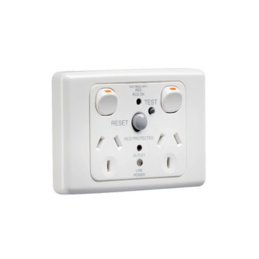 Clipsal 2000 Series RCD Protected Twin Switch Socket Outlet 250V, 10A, 2 Pole, 30mA RCD