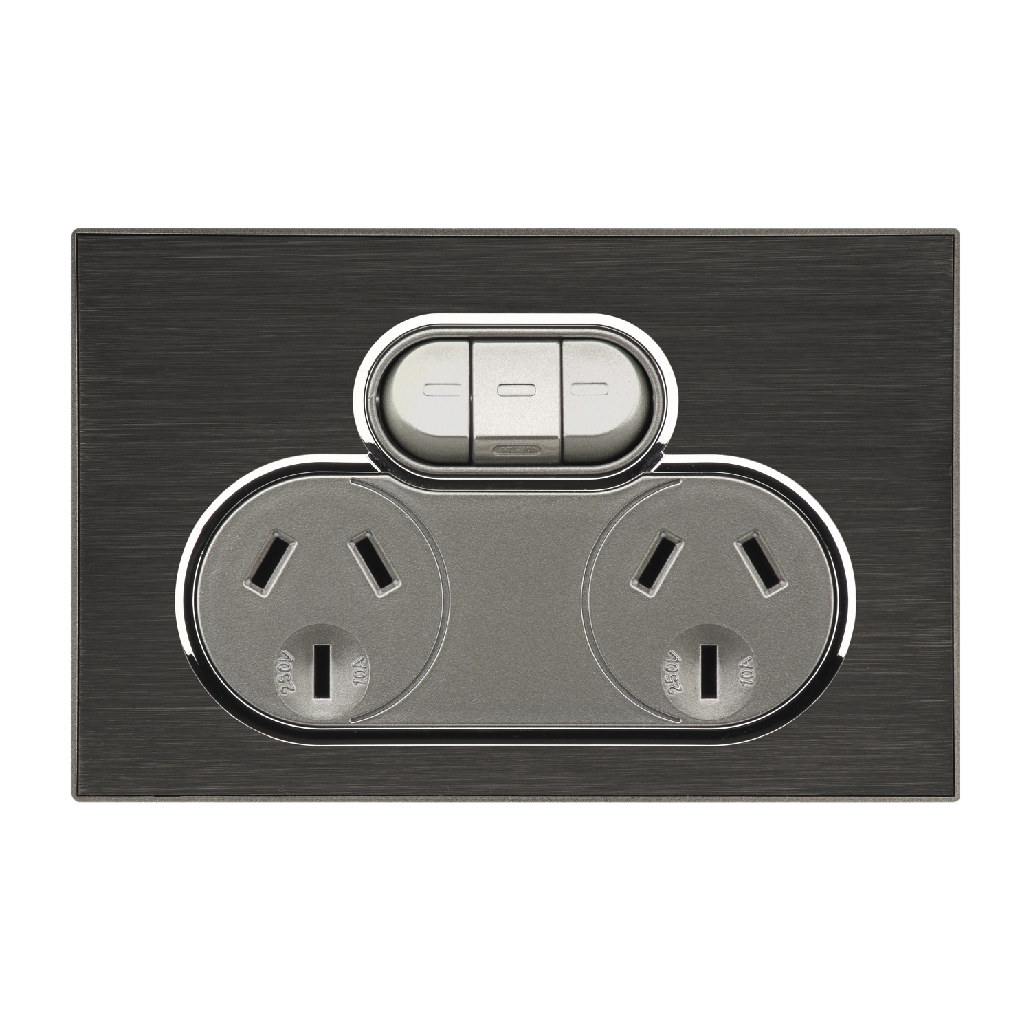 Socket Outlets Double, 250V, 10A, with 10A Extra Switch