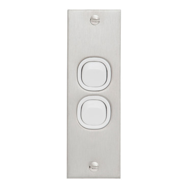 Metal Plate Series, Flush Switch, 2 Gang, 250VAC, 10A, B Style, Architrave