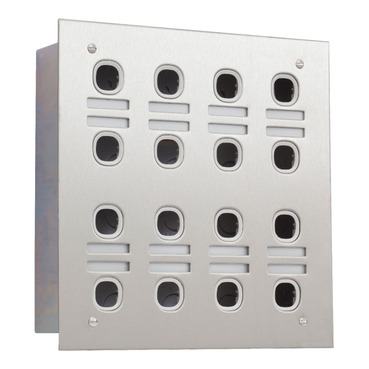 Labelled Switch Plate, 16 Gang, Stainless Steel, 4 Rows Of 4