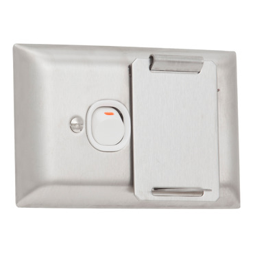 Single Switch Socket Outlet, 250V, 10A, A Style Deep Curved Plate, Lockable Flap