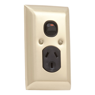 Single Switch Socket Outlet, 250V, 10A, A Style, Deep Curve Plate, Vertical