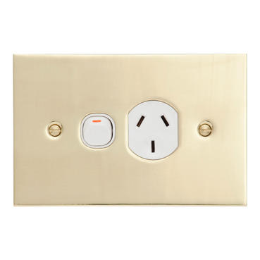 Metal Plate Series, Single Switch Socket Outlet, 250V, 10A, BBSL Style, Flat Plate