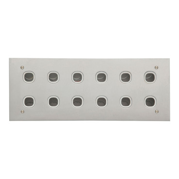 Metal Plate Series, Switch Plate, 12 Gang, Stainless Steel, 2 Rows Of 6