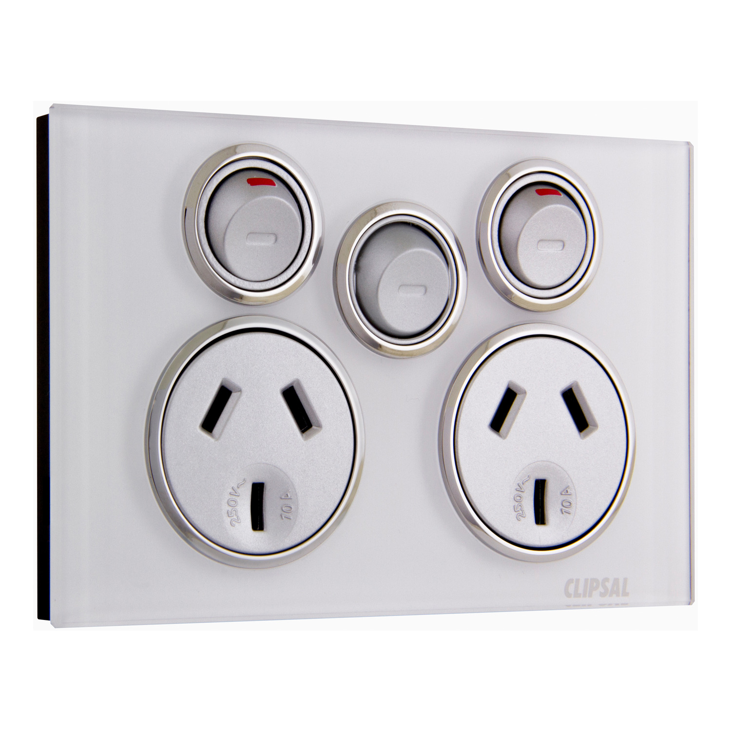 Double Switched Socket Outlet 250V, 10A with Extra Switch