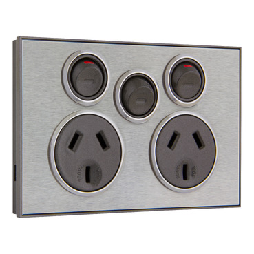 Double Switched Socket Outlet 250V, 10A With Extra Switch
