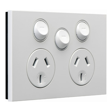 Socket Outlet Double 10A 250V With Extra Switch