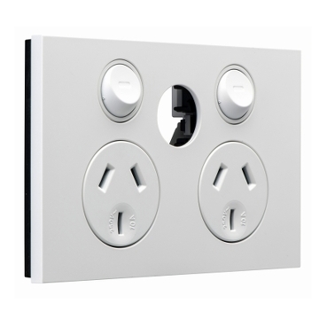Socket Outlet 10A 250V Double Less Extra Switch
