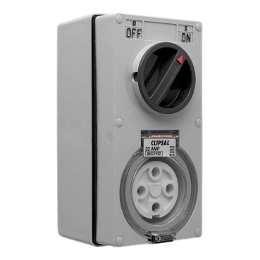 Clipsal - 56 Series, Switched Socket Outlet, 500V, 32A, 4 Round PIN, IP66, 3 Pole, Vertical