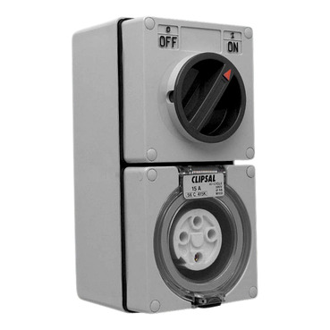 Clipsal - 56 Series, Switched Socket Outlet, 500V, 16A, IP66, 3 Pole, Key Operated, High Cycle
