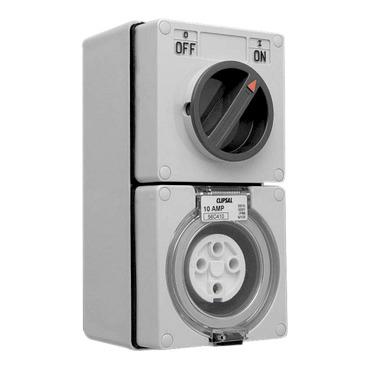 Switched Socket Outlet, 500V, 10A, 4 Round PIN, IP66, 3 Pole