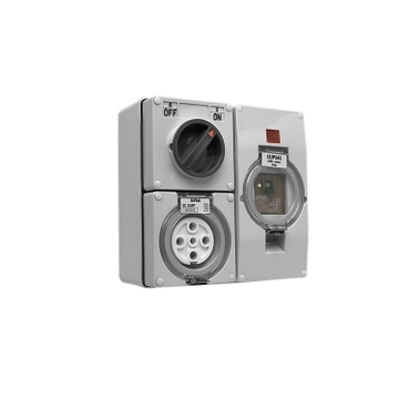 RCD Protected Switched Socket Outlet 500V 32A 5 Round PIN, IP66 3 Pole, 30mA RCD