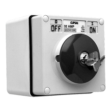 Surface Switch, 1 Pole, 250VAC, 32A, Key Operated, On/Off Locking Position