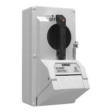 66 Series, Switched Socket Outlet, 500V, 50A, 7 Round PIN