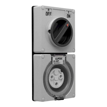 Clipsal - 56 Series, Switched Socket Surface IP66 3 PIN 20A Less Enclosure
