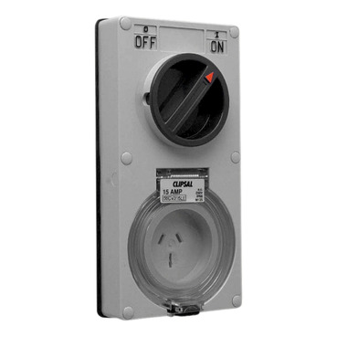 Clipsal - 56 Series, Switched Socket, Vertical IP66 3 PIN 15A Less Enclosure