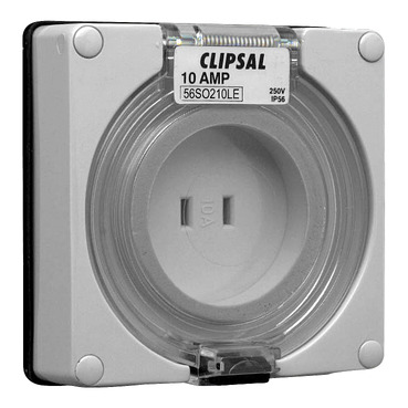 Clipsal - 56 Series, Socket Outlet Surface 2 PIN 110V 10A Less Enclosure