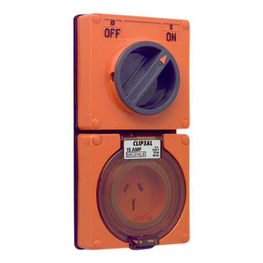Clipsal - 56 Series, Switched Socket Surface IP66 3 PIN 15A Less Enclosure
