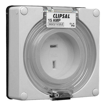 Clipsal - 56 Series, Socket Outlet Surface 32V 15A Less Enclosure