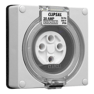 Clipsal - 56 Series, Socket Outlet, Surface 4 PIN Round 20A Less Enclosure