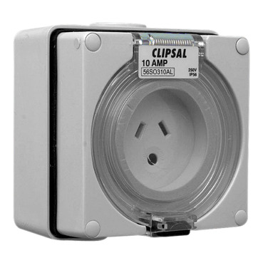 Clipsal - 56 Series, Socket Outlet Surface Auto 10A Ltg