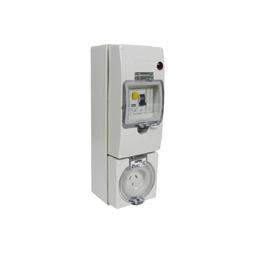 RCD Protected Socket Outlet, 250V, 10A, 3 Flat PIN, IP66, 30mA Surface Mount