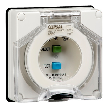 Clipsal - 56 Series, Residual Current Circuit Breaker, 2 Pole, 20A, 30mA, Less Enclosure