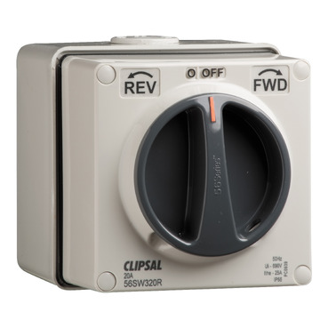Clipsal - 56 Series, Surface Switch, 1 Gang, 3 Pole, 500VAC, 20A, Reversing And Changeover
