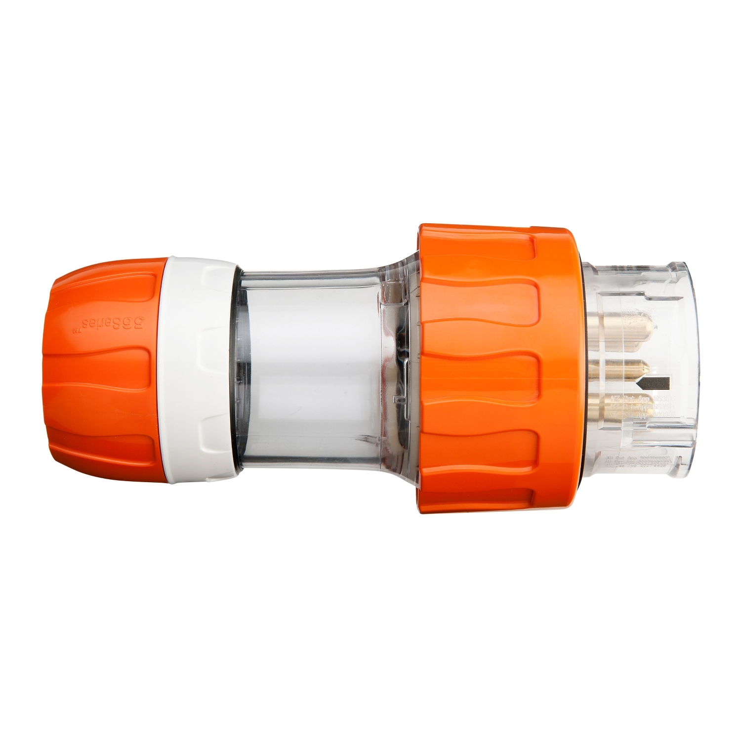 PDL 56 Series - Plug Straight 40A 500V 3-Phase 5-Round Pin IP66 - Orange