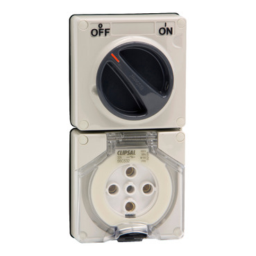 Clipsal - 56 Series, Switched Socket Surface IP66 5 PIN 32A Less Enclosure