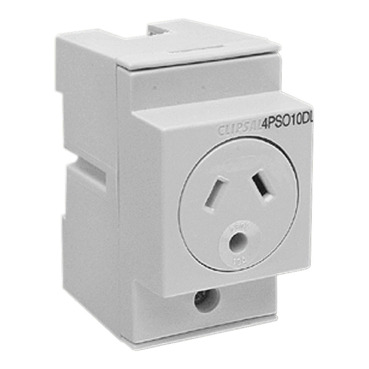 Clipsal - Max 4, Socket Outlet, DIN Mounted 10mm250 V 3 Pin 2.5 Module Double Pole With Round Earth