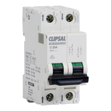 Clipsal Max4 Miniature Circuit Breaker Dc Network Type 2p 20 A C Curve 6000 A 500 V